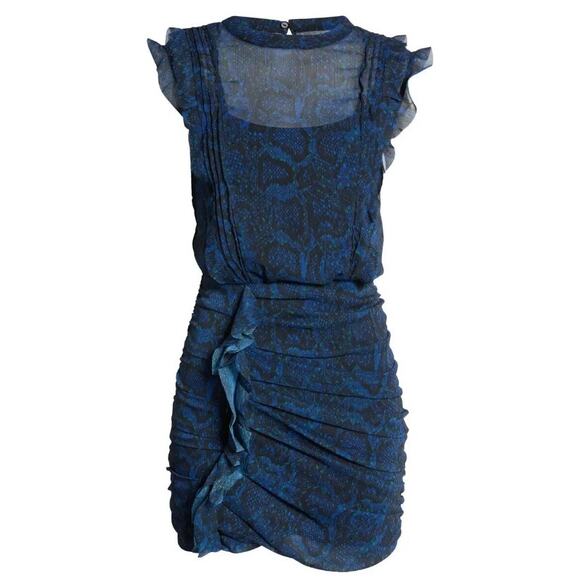 All Saints Dresses & Skirts - ALLSAINTS Hali Tamora Blue Snake Print Mini Dress Size 10